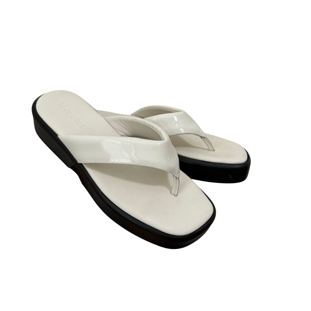 M. Gemi Rosella Flatform Thong Leather Flip Flop Sandal White Black EU 41 US 10